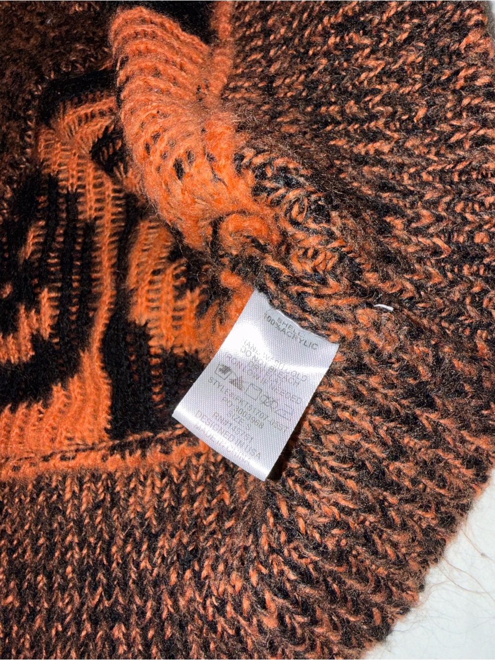 TALULAH Black and Orange Pumpkin Checker Knit Crewneck Sweater - Picture 4 of 4